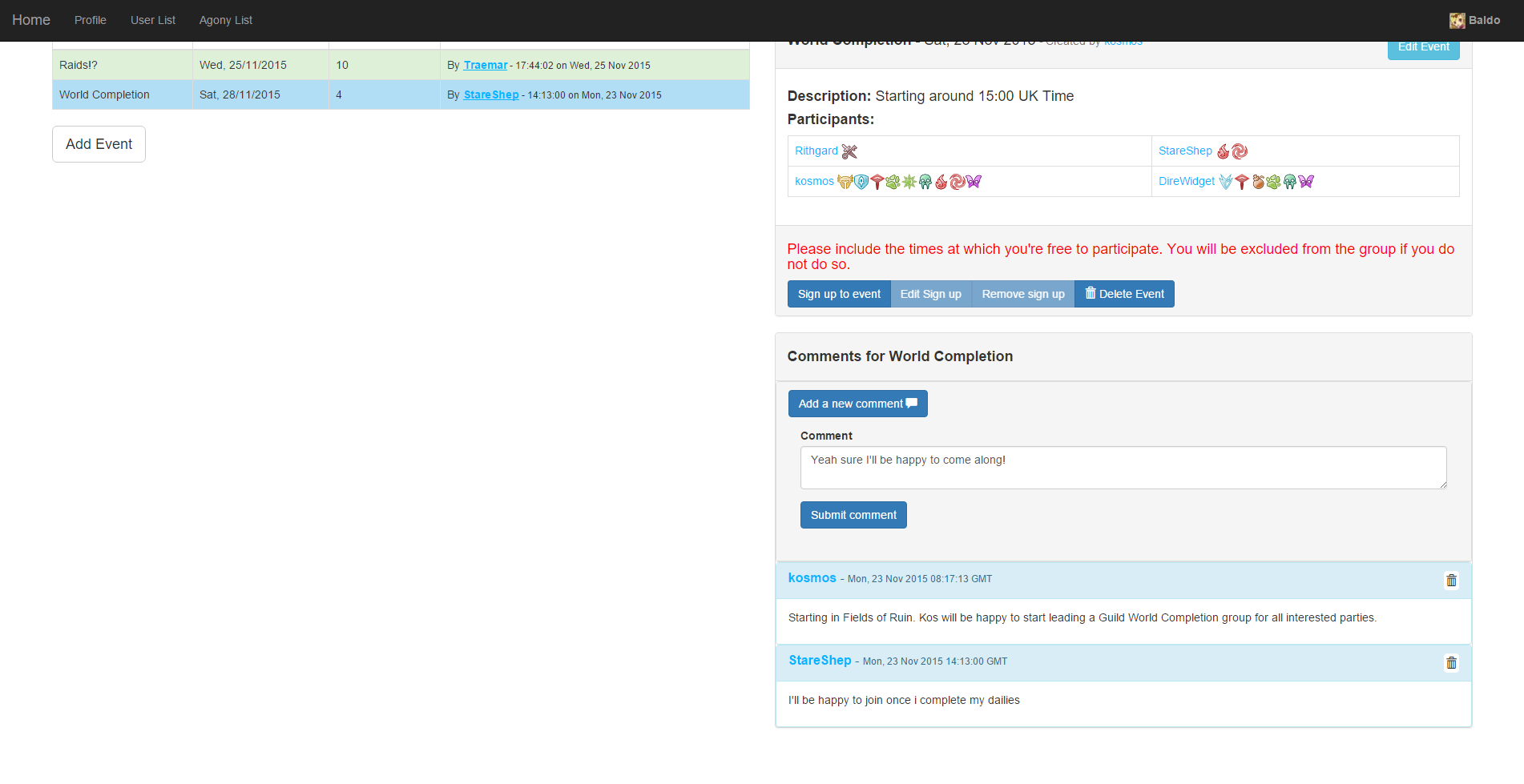 Adding a comment. Hyperlinks are supported and displayed as actual links in comments