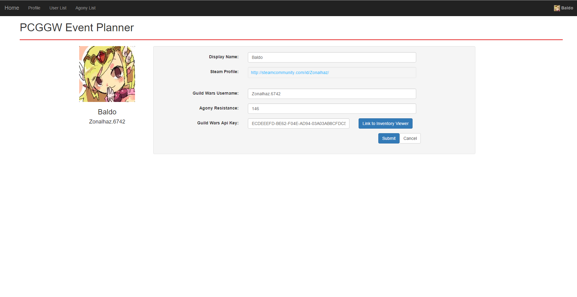 Users can edit some of their profile page information