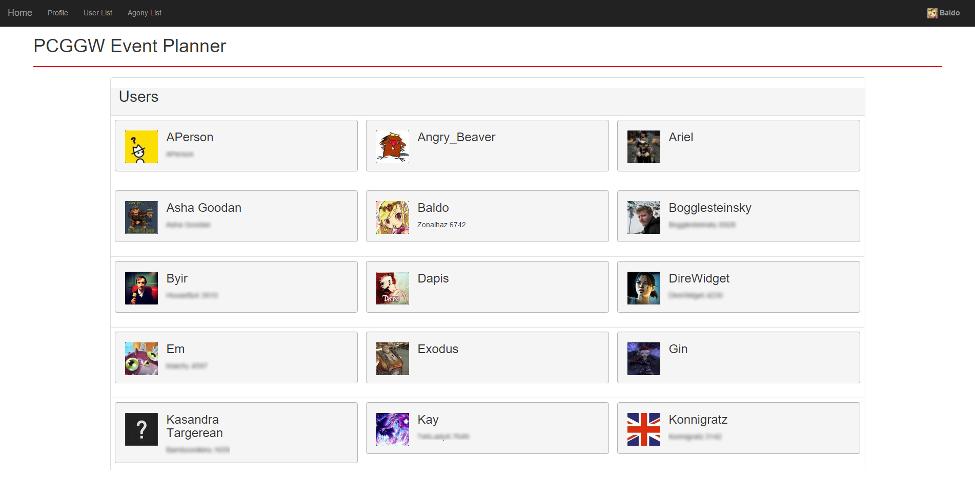 The list of user accounts so users can be found relatively easily