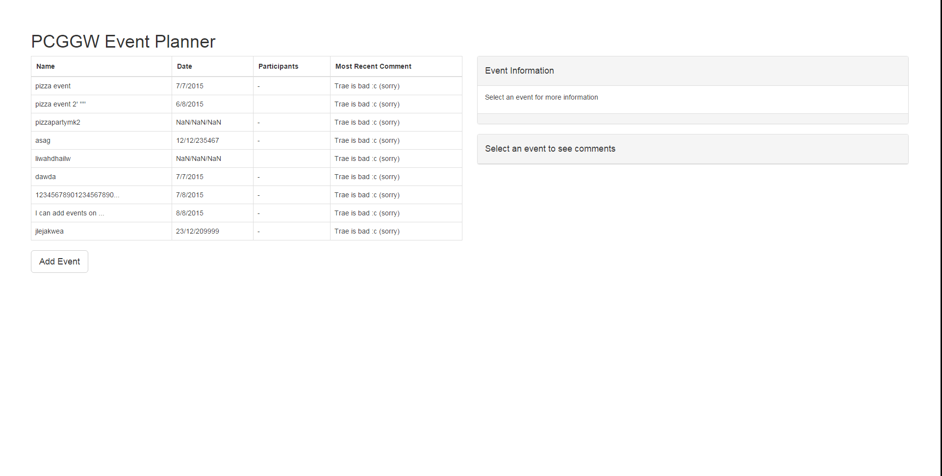 One of the earlier iterations of the site. The comments system was just being implemented.